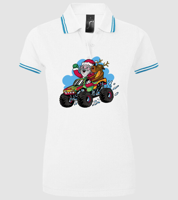 Monster Truck Moș Crăciun model alb pe tricou