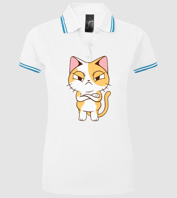 Pisică supărată model alb pe tricou