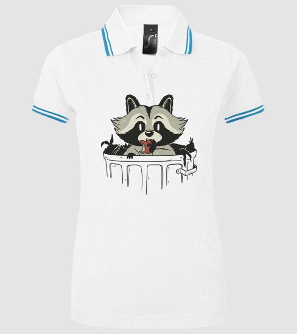 Raton în coș de gunoi model alb pe tricou