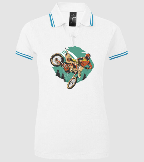 Motociclist motocros model alb pe tricou