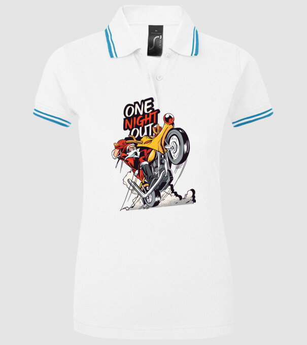 Moș Crăciun pe motocicletă în zi liberă model alb pe tricou