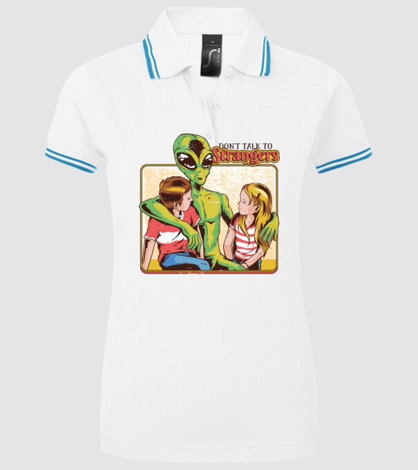 Nu vorbi cu străini tricou amuzant Alien model alb pe tricou