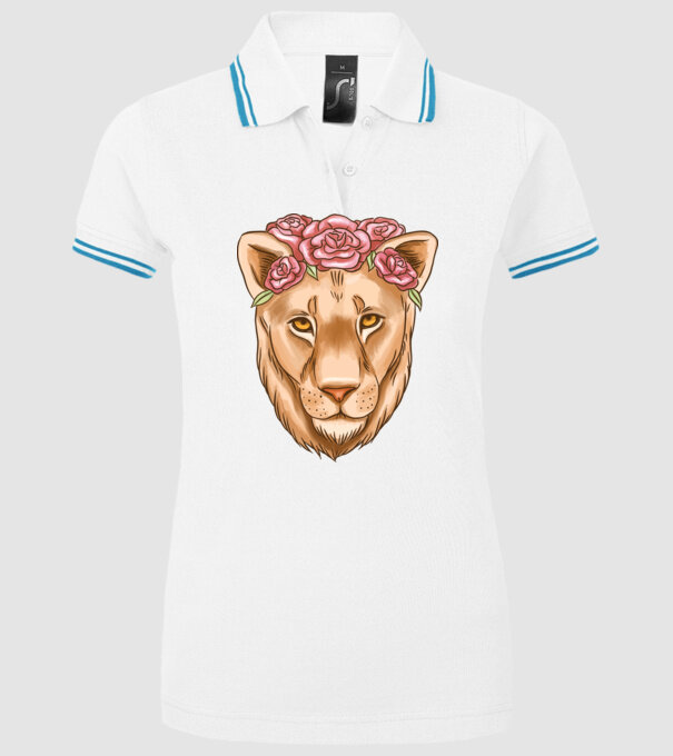 Doamnă leu model alb pe tricou