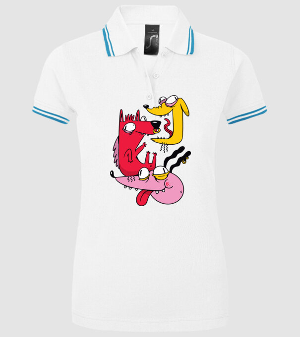 Câini nebuni model alb pe tricou