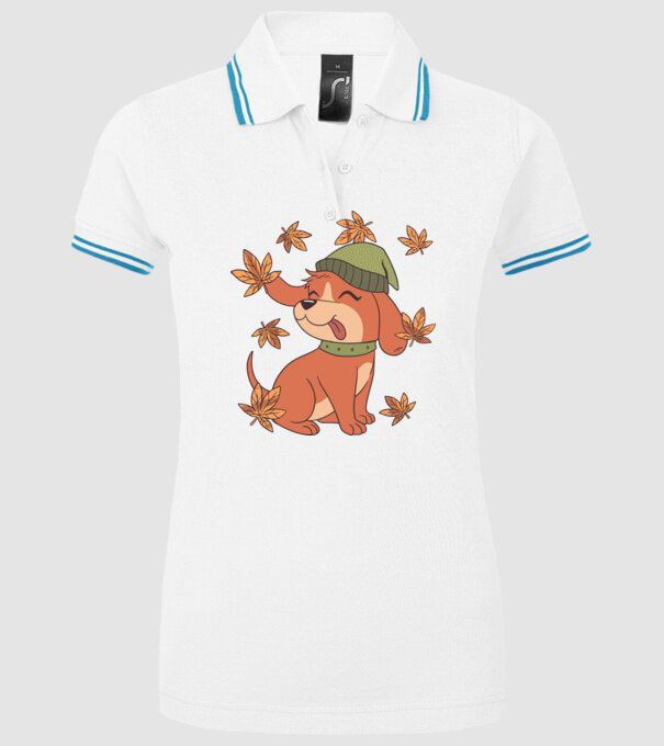 Câine Toamna model alb pe tricou