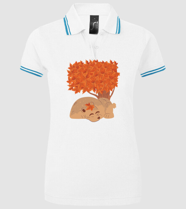 Urs de toamnă model alb pe tricou
