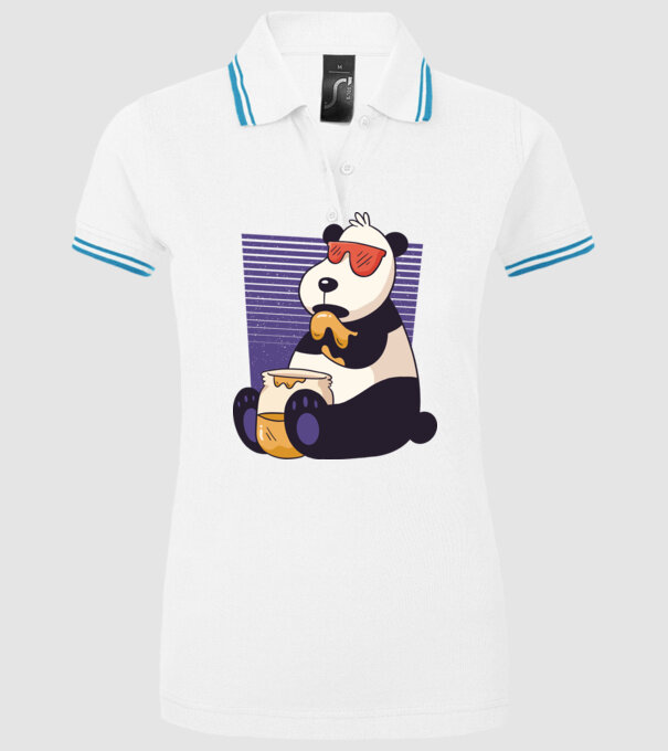 Panda cu miere model alb pe tricou