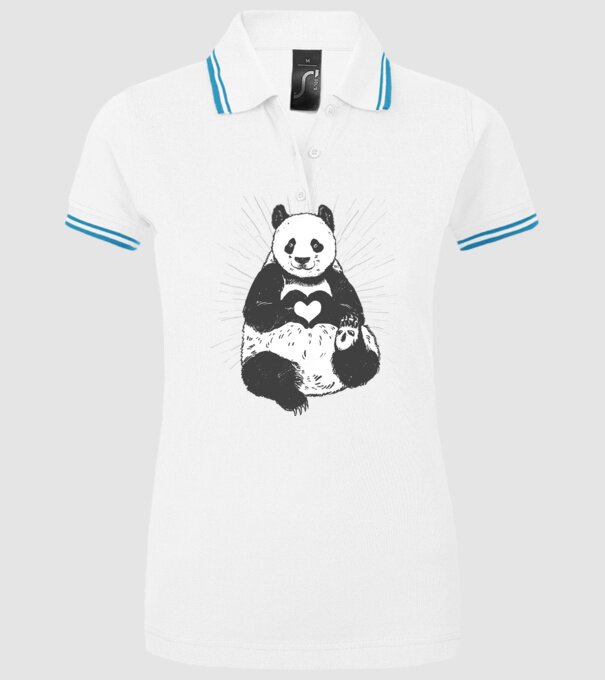 Inimă panda model alb pe tricou
