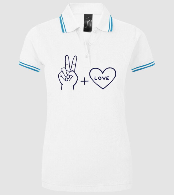 Peace + Love model alb pe tricou