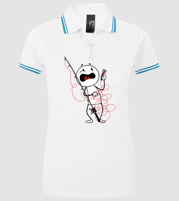 Încurcătură pescar model alb pe tricou