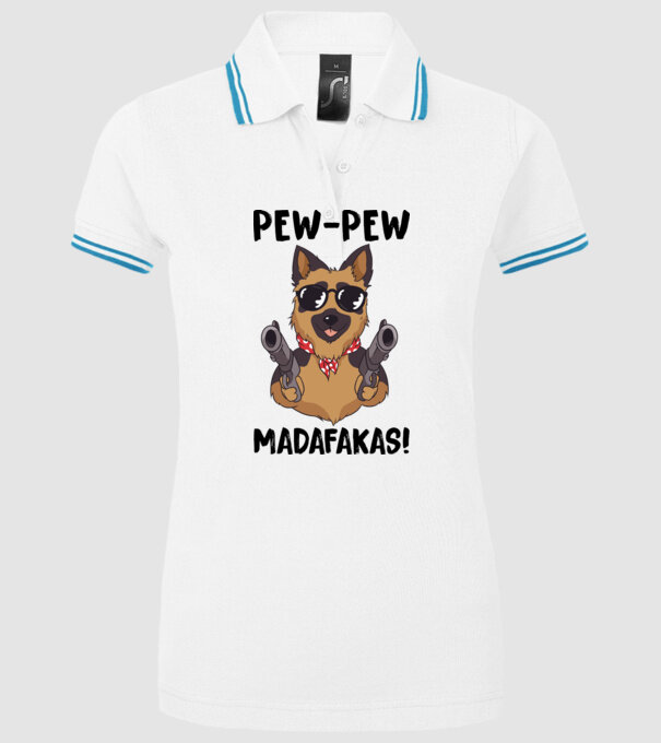 Pew Pew Pew Madafakas Ciobănesc german alb model alb pe tricou