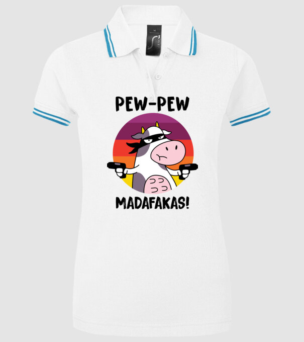 Pew Pew Pew Madafakas Vacă alb model alb pe tricou