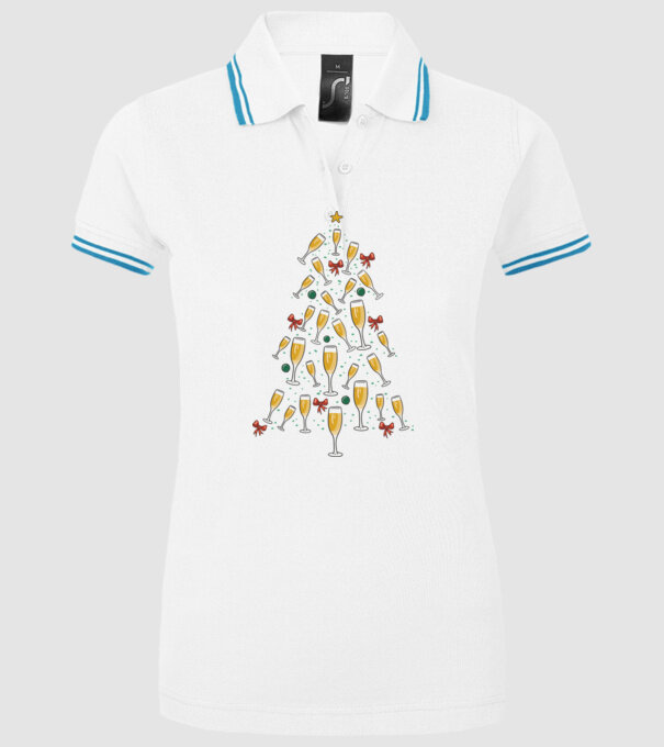 Pom de Crăciun cu Șampanie model alb pe tricou