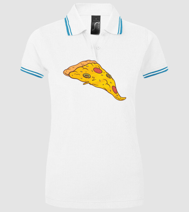 Felie de pizza Cuplu model alb pe tricou