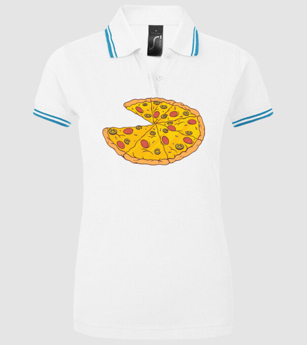 Felii de pizza Cuplu model alb pe tricou