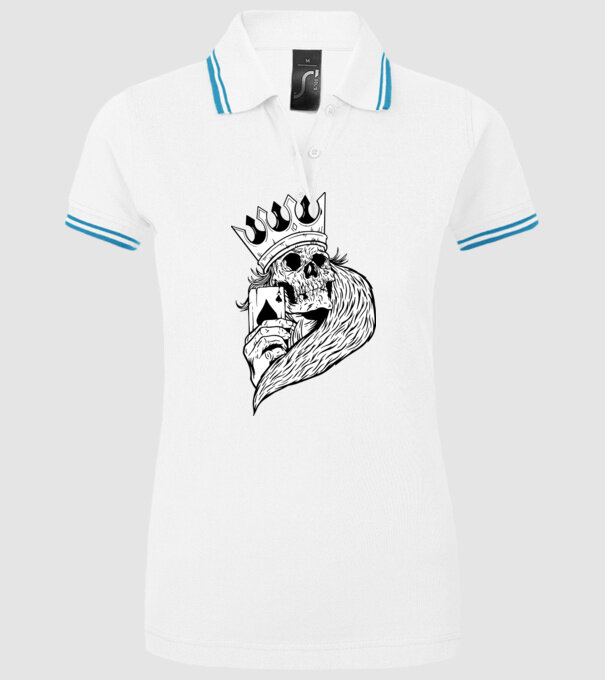 Craniu Poker model alb pe tricou