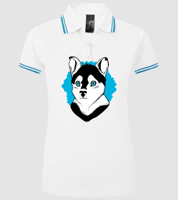 Câine Pomsky model alb pe tricou