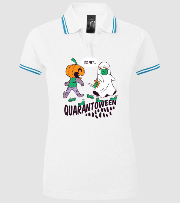 Quarantoween model alb pe tricou
