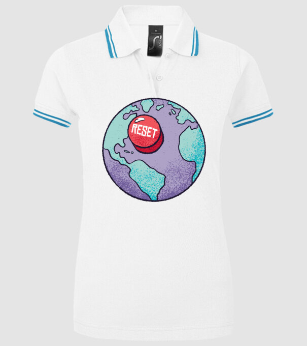 Reset Pământ model alb pe tricou