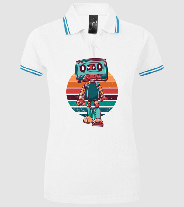 Robot Casetă retro model alb pe tricou