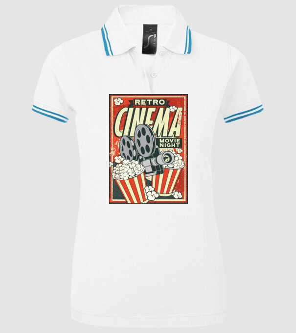 Afiș cinema retro model alb pe tricou