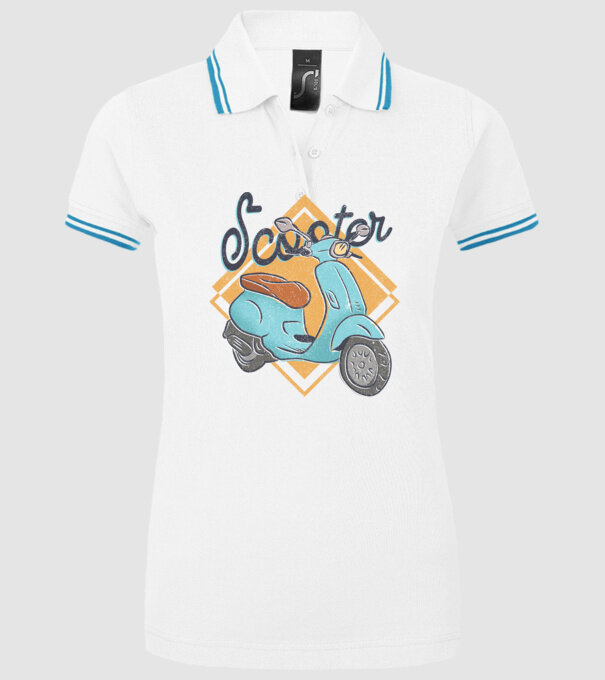 Scooter model alb pe tricou