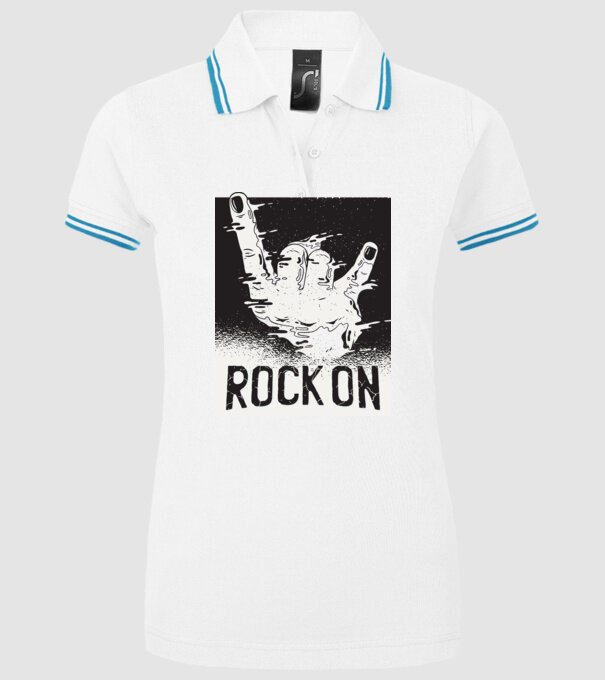 Rock On model alb pe tricou