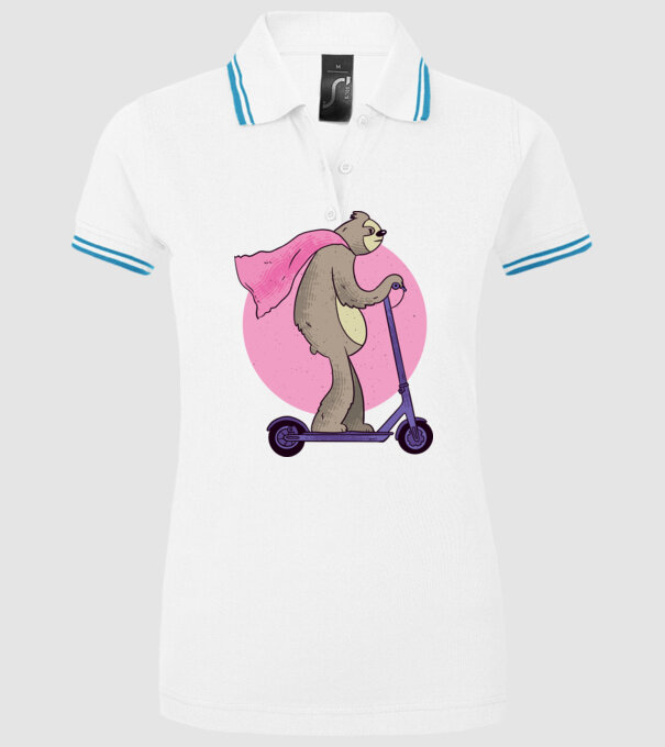 Leneș cu Trotinetă model alb pe tricou