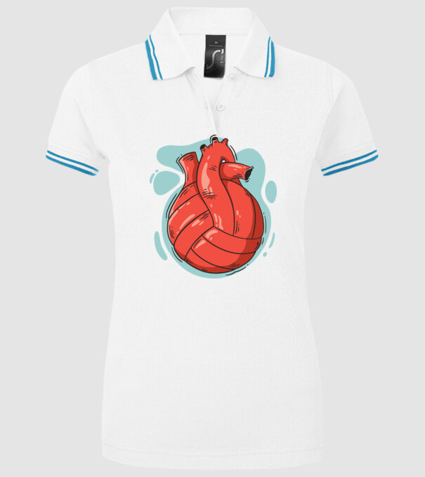 Inimă volei model alb pe tricou