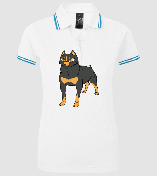 Rottweiler pisică model alb pe tricou