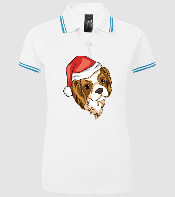 Santa Cocker Spaniel model alb pe tricou