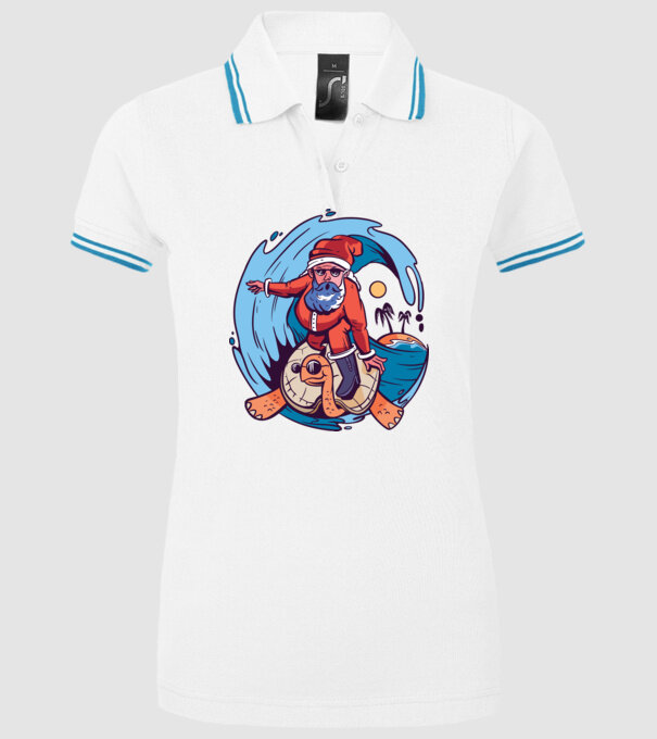 Santa Surf model alb pe tricou