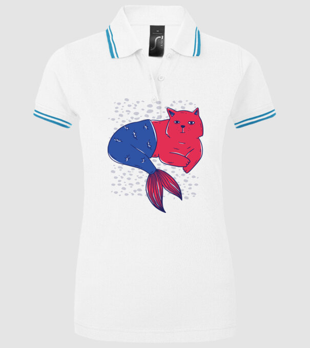Pisică Sirenă model alb pe tricou