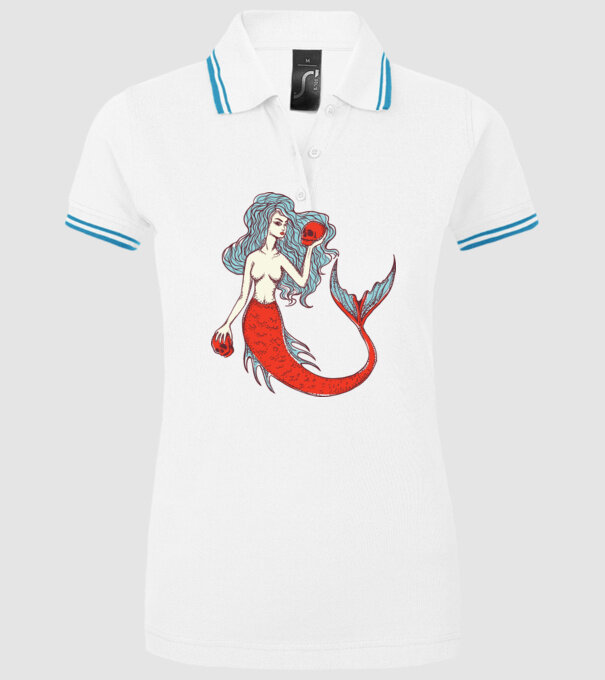 Sirenă cu craniu model alb pe tricou