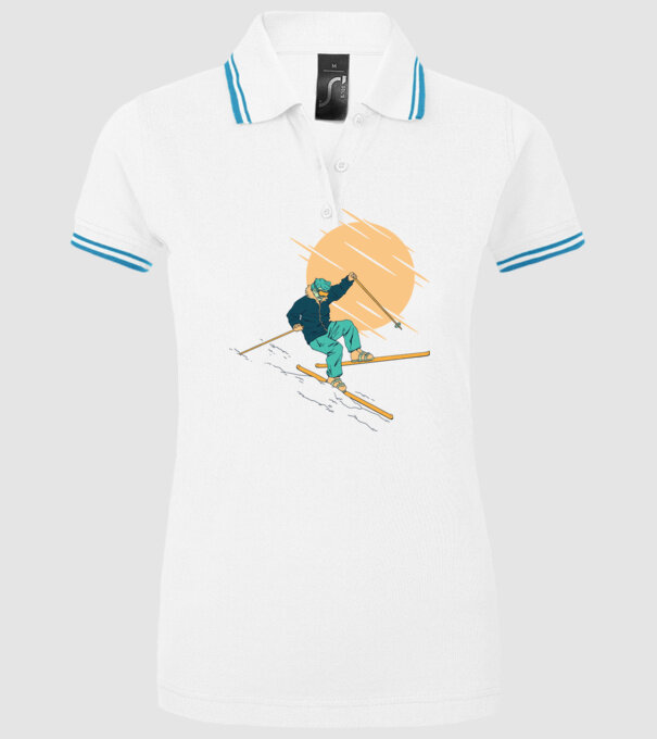 Căzătură schior model alb pe tricou