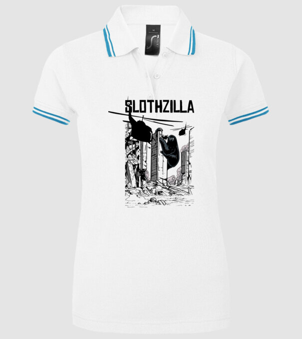 Slothzilla la atac amuzant tricou leneș amuzant model alb pe tricou