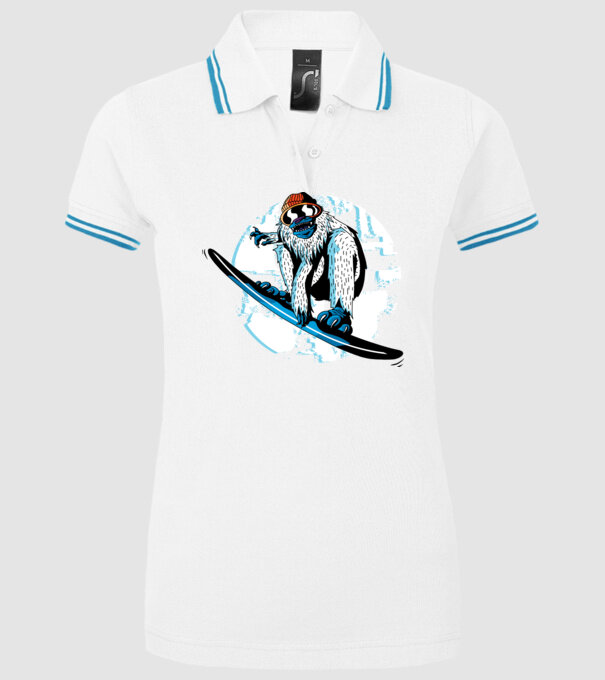 Yeti Snowboarder model alb pe tricou