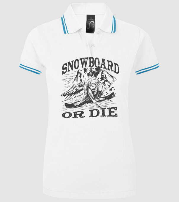 Maimuță Snowboarder model alb pe tricou