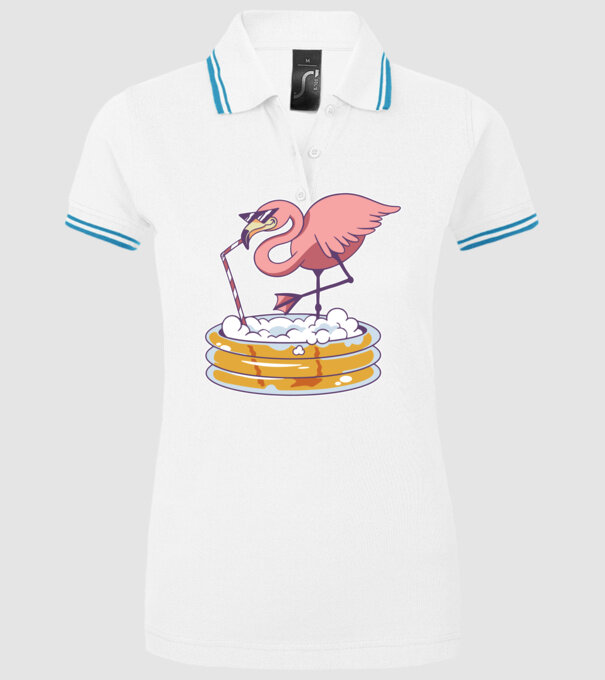 Flamingo cu bere model alb pe tricou