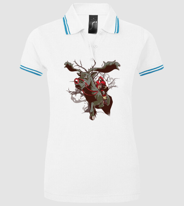 Cavaler Moș Crăciun pe ren model alb pe tricou