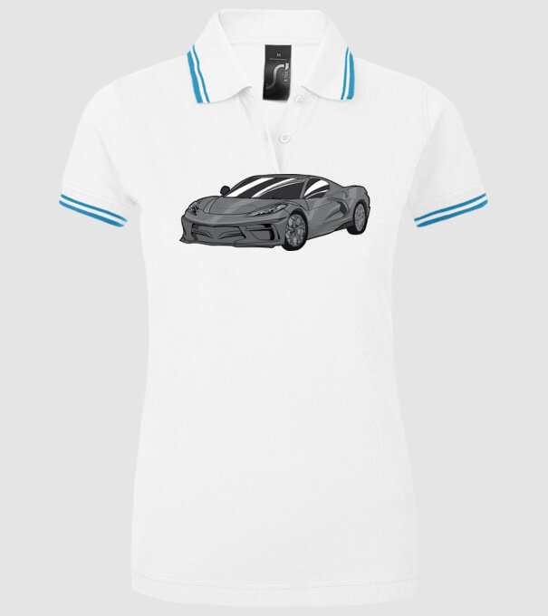 Mașină sport model alb pe tricou