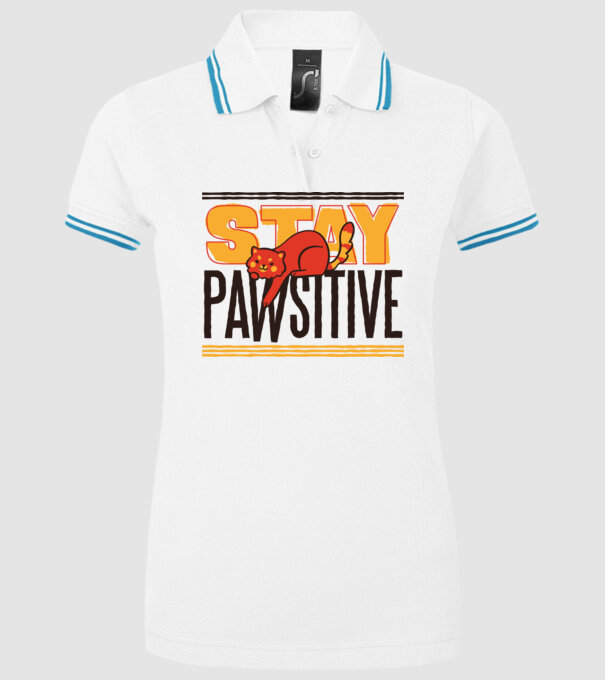 Stay Pawsitive model alb pe tricou