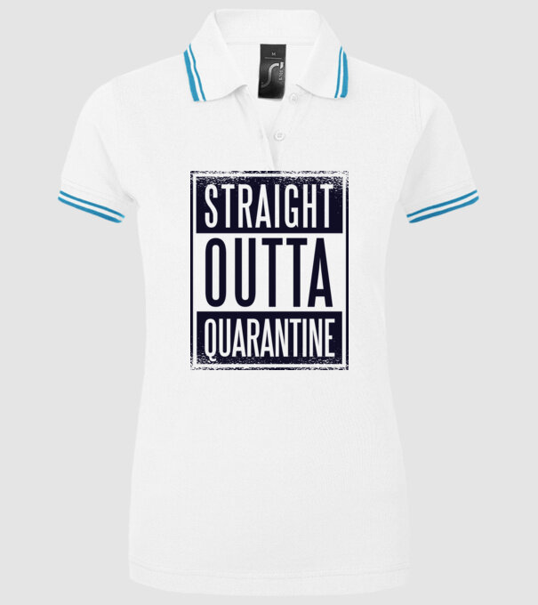 Straight outta quarantine model alb pe tricou