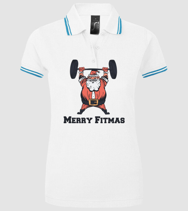 Moș Crăciun Halterofil model alb pe tricou