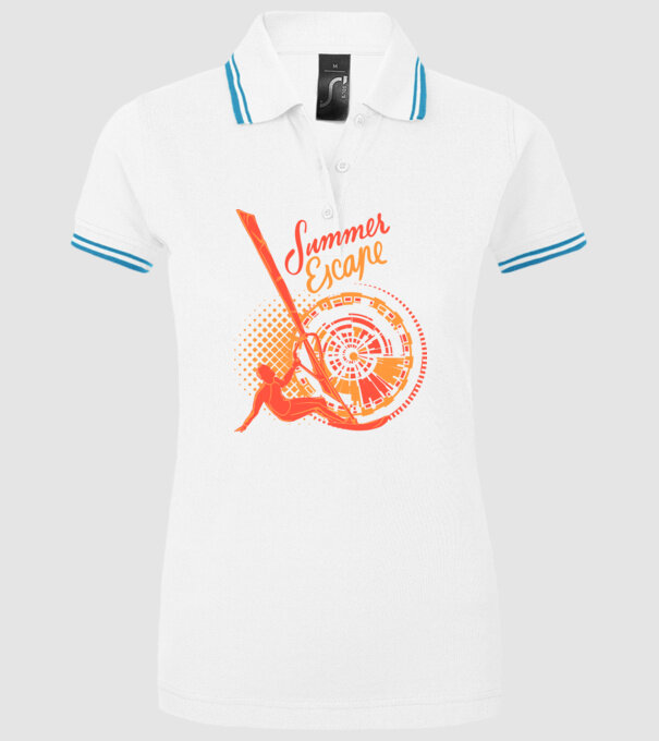 Summer Escape Surf model alb pe tricou