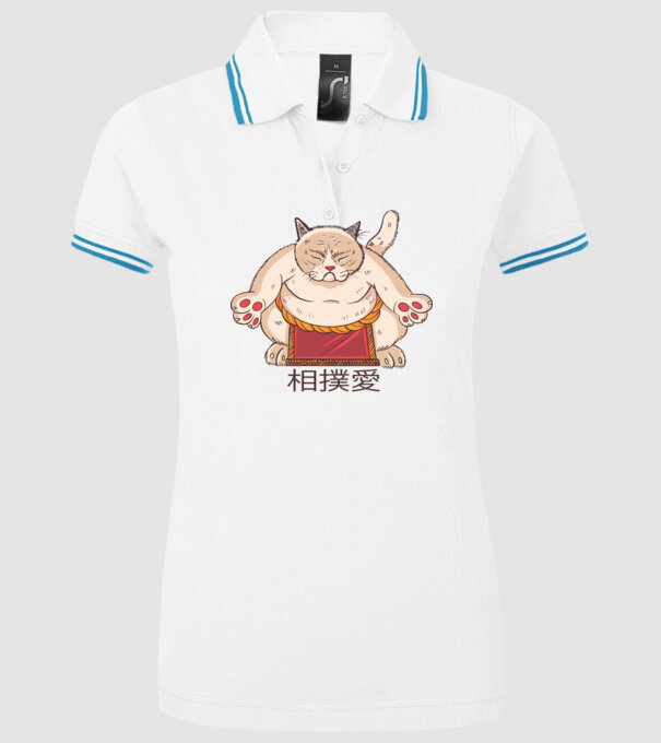 Pisică Sumo model alb pe tricou
