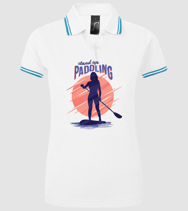 Tricou SUP Stand Up Paddle model alb pe tricou