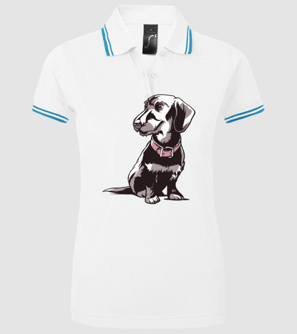 Teckel cu părul sârmos model alb pe tricou
