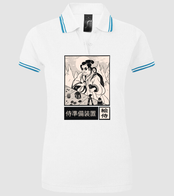 Samurai model alb pe tricou