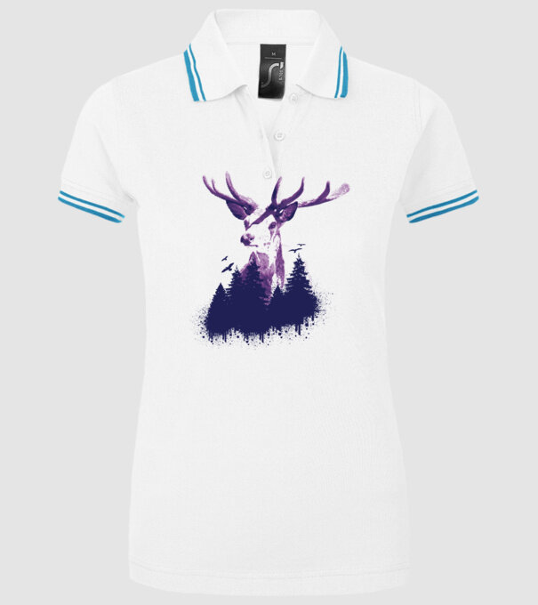 Siluetă cerb model alb pe tricou